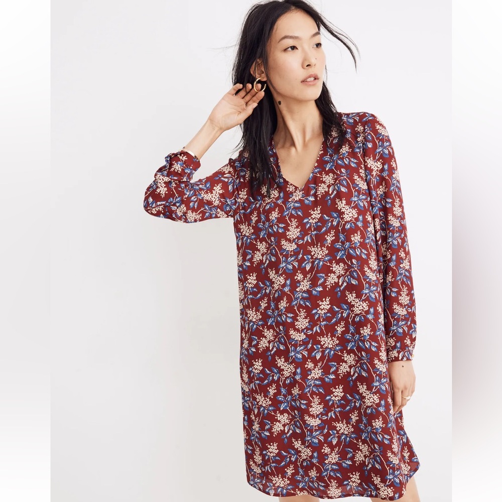 Madewell Burgundy Floral Mini Dress